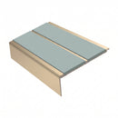 Square Aluminium Stair Nosing 2.44m 93mm Tread 32mm Riser, sage green insert, Satin Bronze finish