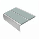 Square Aluminium Stair Nosing 3.22m Double Insert 5mm Gaug, sage green insert, Satin Silver finish