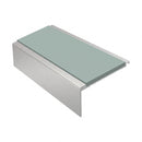 Square Aluminium Stair Nosing 2.75m 50mm Riser PVC Insert, sage green insert, Satin Silver finish