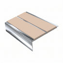 Square Aluminium Stair Nosing 3.22m Double Insert 5mm Gaug, sahara insert, Mirrorflect Silver finish