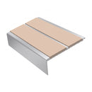 Square Aluminium Stair Nosing 2.44m 93mm Tread 32mm Riser, sahara insert, Satin Silver finish