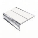 Square Aluminium Stair Nosing 2.44m 93mm Tread 32mm Riser, white insert, Mirrorflect Silver finish