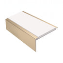Square Aluminium Stair Nosing 3.22m 50mm Riser Anti Slip, white insert, Satin Bronze finish
