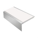 Square Aluminium Stair Nosing 3.22m 50mm Riser Anti Slip, white insert, Satin Silver finish