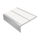 Square Aluminium Stair Nosing 2.44m 93mm Tread 32mm Riser, white insert, Satin Silver finish