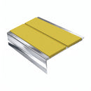 Square Aluminium Stair Nosing 3.22m Double Insert 5mm Gaug, yellow insert, Mirrorflect Silver finish