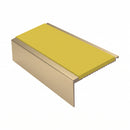 Square Aluminium Stair Nosing 2.44m 50mm Riser PVC Insert, yellow insert, Satin Bronze finish