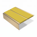 Square Aluminium Stair Nosing 3.22m Double Insert 5mm Gaug, yellow insert, Satin Bronze finish