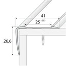 Anodized aluminum stair nosing trim 41x26.6mm with anti-slip tape surface for durable stair edge protection
