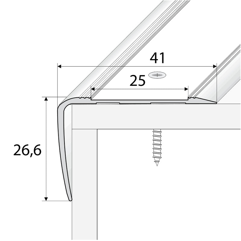 Anodised Aluminium Non-Slip Stair Nosing Edge Trim with Tape 41x26.6mm – Durable, Easy to Install, Perfect for Safe and Stylish Stairs