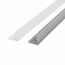 White and grey T-profile LED diffuser strips side by side on a white background