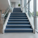 NHD05 aluminium stair nosing with cobalt blue anti-slip insert on commercial staircase