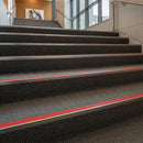 NHD05 aluminium stair nosing with red anti-slip PVC insert for high visibility step edge marking