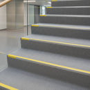 NHD05 heavy duty aluminium stair nosing with yellow DDA high-visibility anti-slip insert on public building staircase