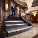 Matt silver finish self-adhesive aluminium stair nosing 30mm x 20mm fitted to a step edge