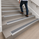 Part M compliant aluminium stair nosing with mid grey anti-slip insert