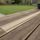 Beige anti-slip decking strip installed on outdoor timber decking boards