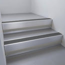 Mill Aluminium finish with Black Olympic Grip and Black Castellated riser highlight - aluminium stair nosing 66x55mm fitted to a step edge
