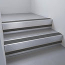 Mill Aluminium finish with Black Olympic Grip and Black Smooth Textured riser highlight - aluminium stair nosing 66x55mm fitted to a step edge