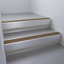 Mill Aluminium finish with Bronze Aluminium insert and Black Castellated riser highlight - aluminium stair nosing 66x55mm fitted to a step edge