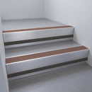 Mill Aluminium finish with Claret Castellated insert and Black Smooth Textured riser highlight - aluminium stair nosing 66x55mm fitted to a step edge
