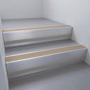 Mill Aluminium finish with Fawn Castellated insert and Black Castellated riser highlight - aluminium stair nosing 66x55mm fitted to a step edge