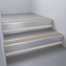 Mill Aluminium finish with Fawn Castellated insert and Light Grey Castellated riser highlight - aluminium stair nosing 66x55mm fitted to a step edge