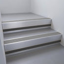 Mill Aluminium finish with Flint Castellated insert and Black Smooth Textured riser highlight - aluminium stair nosing 66x55mm fitted to a step edge