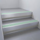Mill Aluminium finish with Jade Castellated insert and Black Castellated riser highlight - aluminium stair nosing 66x55mm fitted to a step edge