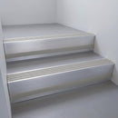 Mill Aluminium finish with Light Grey Smooth Textured insert and Black Castellated riser highlight - aluminium stair nosing 66x55mm fitted to a step edge