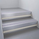 Mill Aluminium finish with Nimbus Castellated insert and Light Grey Castellated riser highlight - aluminium stair nosing 66x55mm fitted to a step edge