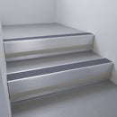 Mill Aluminium finish with Regency Castellated insert and Black Castellated riser highlight - aluminium stair nosing 66x55mm fitted to a step edge