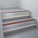 Mill Aluminium finish with Rustic Castellated insert and Light Grey Castellated riser highlight - aluminium stair nosing 66x55mm fitted to a step edge