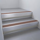 Satin Aluminium finish with Claret Castellated insert and Black Castellated riser highlight - aluminium stair nosing 66x55mm fitted to a step edge