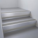 Satin Aluminium finish with Flint Castellated insert and Black Castellated riser highlight - aluminium stair nosing 66x55mm fitted to a step edge