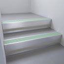 Satin Aluminium finish with Jade Castellated insert and Black Castellated riser highlight - aluminium stair nosing 66x55mm fitted to a step edge