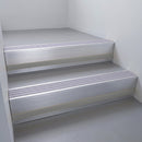 Satin Aluminium finish with Nimbus Castellated insert and Black Castellated riser highlight - aluminium stair nosing 66x55mm fitted to a step edge