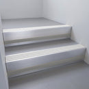 Satin Aluminium finish with Polar Grey Castellated insert and Black Castellated riser highlight - aluminium stair nosing 66x55mm fitted to a step edge