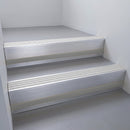 Satin Aluminium finish with Polar Grey Smooth Textured insert and Black Castellated riser highlight - aluminium stair nosing 66x55mm fitted to a step edge