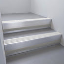 Satin Aluminium finish with Satin Aluminium insert and Black Castellated riser highlight - aluminium stair nosing 66x55mm fitted to a step edge