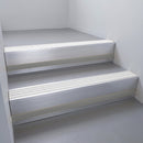 Satin Aluminium finish with White Castellated insert and Black Castellated riser highlight - aluminium stair nosing 66x55mm fitted to a step edge