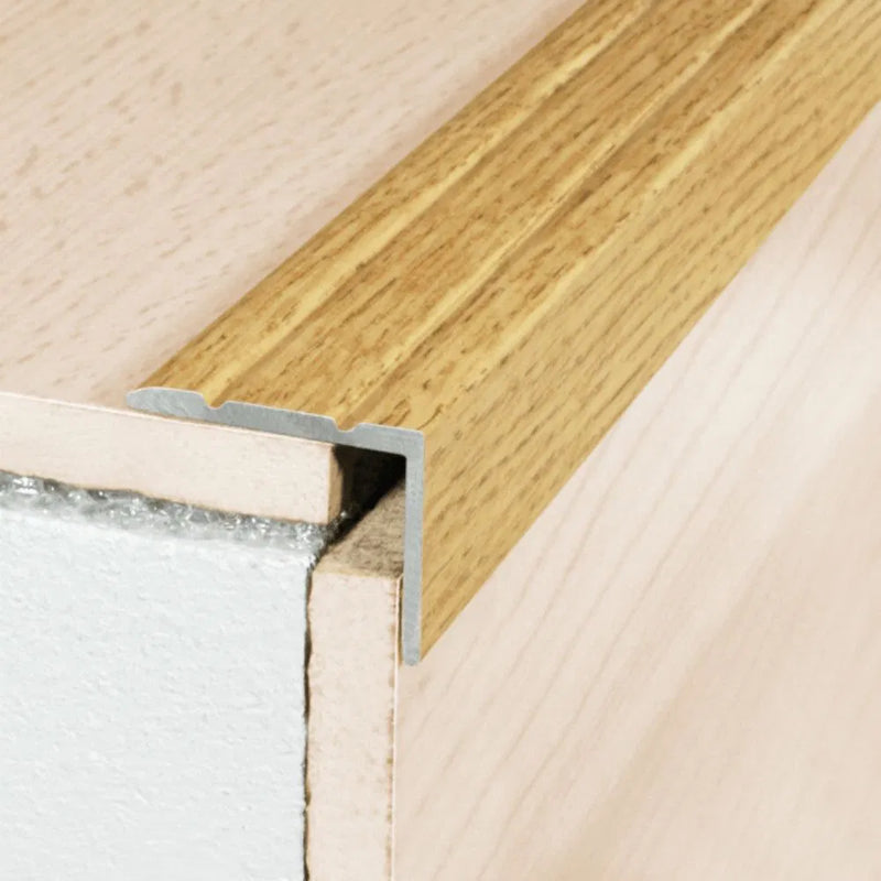 Aluminium Wood Effect Self Adhesive Stair Nosing Edge Trim 25x20mm