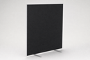 Single black floor standing office partition screen on a studio background