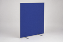 Single royal blue floor standing office partition screen on a studio background
