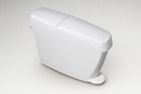 Single white 15 litre pedal operated sanitary bin on a studio background