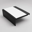 Black PVC heavy duty hard nose stair nosing 60.4x32mm on a studio background, showing the white anti-slip insert set into the black body