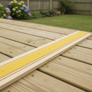 Yellow anti-slip decking strip installed on outdoor timber decking boards