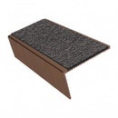 Rake back aluminium stair nosing, 46mm tread, obsidian (dark charcoal) Mor Grip insert, dark bronze finish