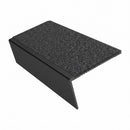 Rake back aluminium stair nosing, 46mm tread, obsidian (dark charcoal) Mor Grip insert, satin black finish