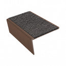 Rake back aluminium stair nosing, 56mm tread, obsidian (dark charcoal) Mor Grip insert, dark bronze finish